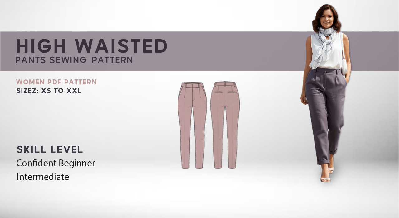 Read more about the article Best High-Waisted Pants Sewing Pattern for Women & Men (6 Sizes PDF)